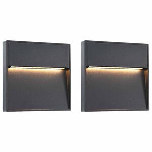 vidaXL Sieniniai LED lauko &scaron;viestuvai, 2vnt., juodi, 3W, kvadratiniai