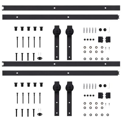 vidaXL Stumdomų durų įrangos rinkiniai, 2vnt., juodi, 200cm, plienas