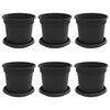 vidaXL Augalų vazonai 6 pcs Juoda &Oslash; 15 x 12 cm Plastmasė