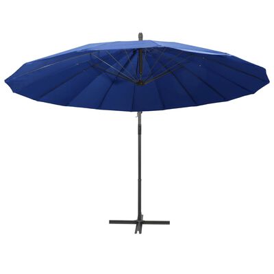 vidaXL Kabantis skėtis nuo saulės, mėlynas, 3m, aliuminio stulpas