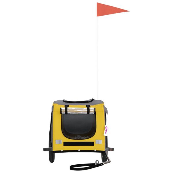 vidaXL Dviračio priekaba augintiniams, geltona/pilka, audinys/geležis