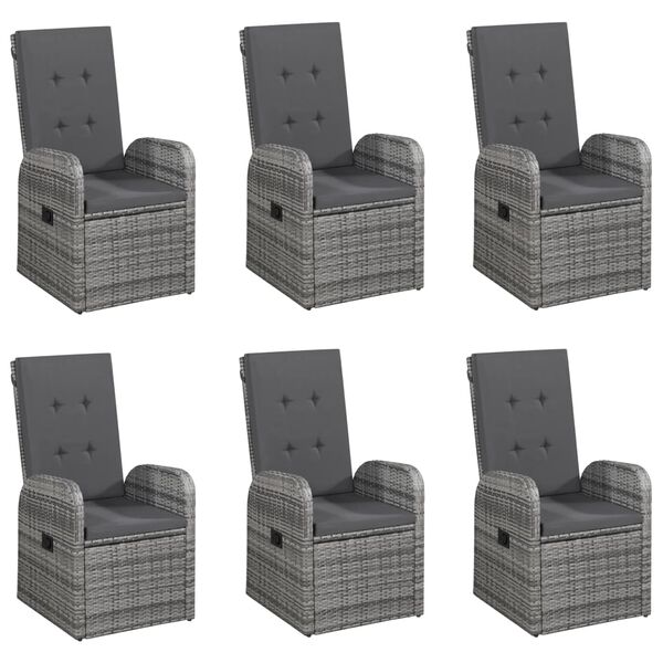 vidaXL Sodo valgomojo baldų komplektas, 7 dalių, pilkos spalvos