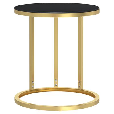 vidaXL Šoninis staliukas, auksinis/juodas, 45cm, grūdintas stiklas
