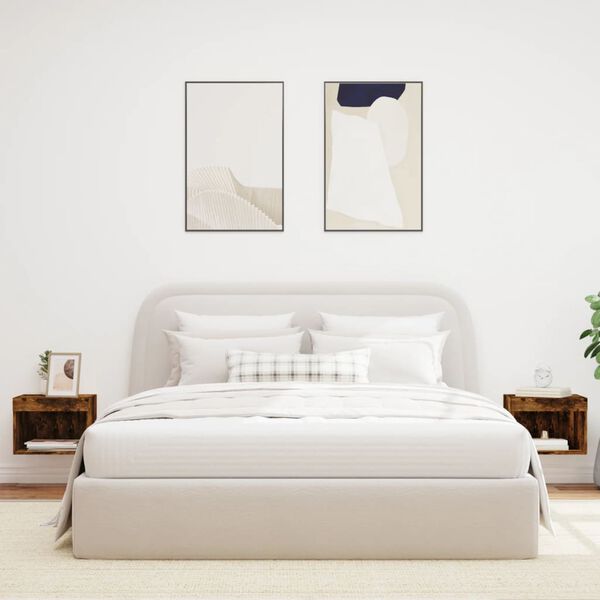 vidaXL Sieninės naktinės spintelės su LED, 2vnt., dūminio ąžuolo