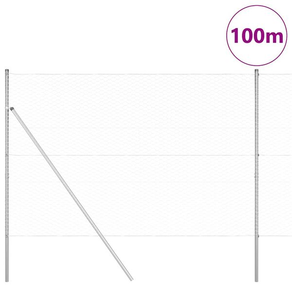 vidaXL Tvorelės stulpas Sidabro 100 x 1,5 m (36 mm tinklas) Plienas