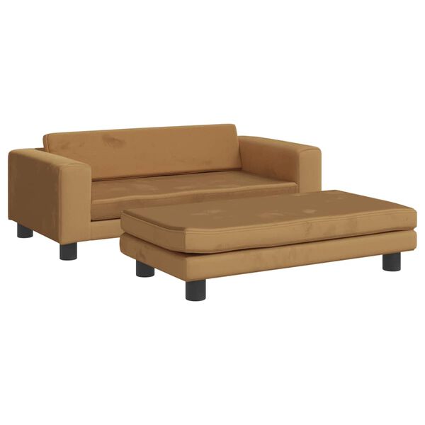 vidaXL Vaikiška sofa su pakoja, ruda, 100x50x30cm, aksomas