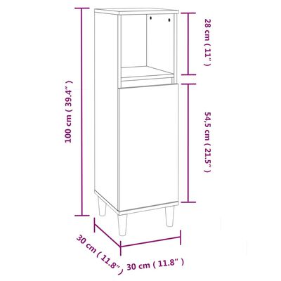 vidaXL Vonios kambario spintelė, balta, 30x30x100cm, mediena, blizgi