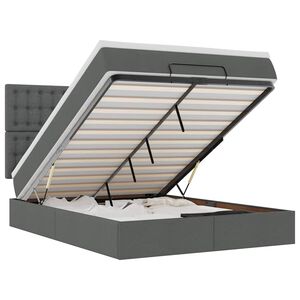 vidaXL Osmanų lova su čiužiniu, pilkas, 140x190cm, audinys