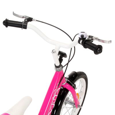vidaXL Vaikiškas dviratis, juodos ir rožinės spalvos, 16 colių ratai