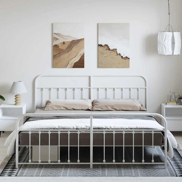 vidaXL Lovos rėmas su galvūgaliu/kojūgaliu, baltas, 183x213cm, metalas