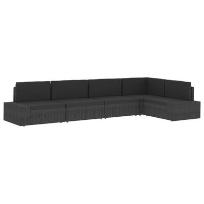 vidaXL Modulinė trivietė sofa, juodos spalvos, poliratanas