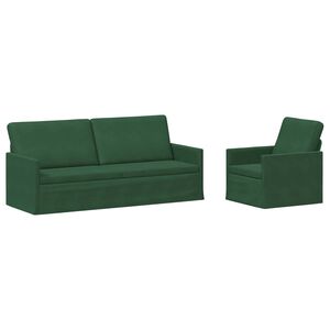 vidaXL Sofos komplektas 2 pcs Džiunglių žalia Kordūrinis audinys