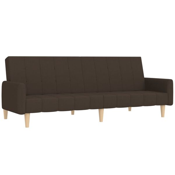 vidaXL Dvivietė sofa-lova su pakoja, tamsiai rudos spalvos, audinys