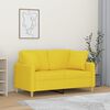 vidaXL Dvivietė sofa su pagalvėlėmis, šviesiai geltona, 120cm, audinys