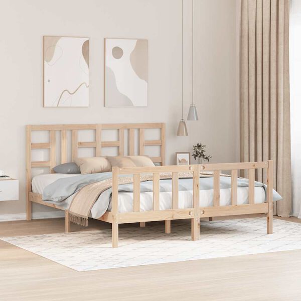 vidaXL Lovos rėmas be čiužinio, 160x200cm, pu&scaron;ies medienos masyvas