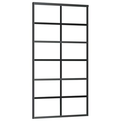 vidaXL Stumdomos durys, juodos, 102x205cm, ESG stiklas ir aliuminis