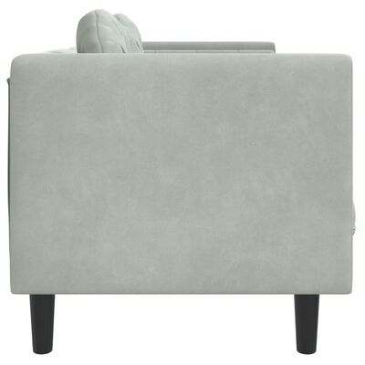 vidaXL Trivietė sofa su pagalvėlėmis, šviesiai pilkos spalvos, aksomas