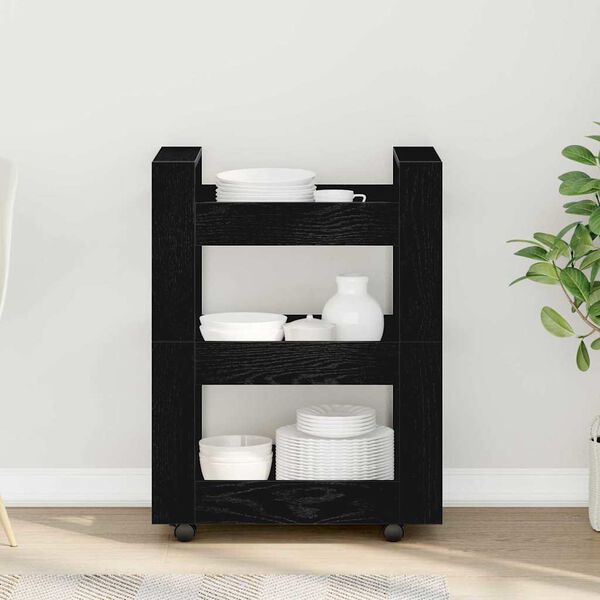 vidaXL Virtuvės vežimėlis Juodas ąžuolas 60 x 45 x 80 cm