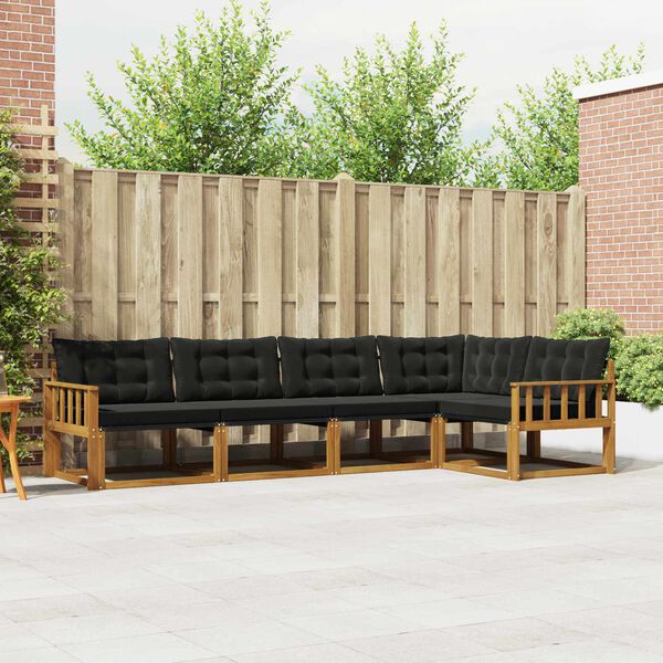 vidaXL Lauko sofos komplektas su pagalve 5 pcs Natūrali ir juoda