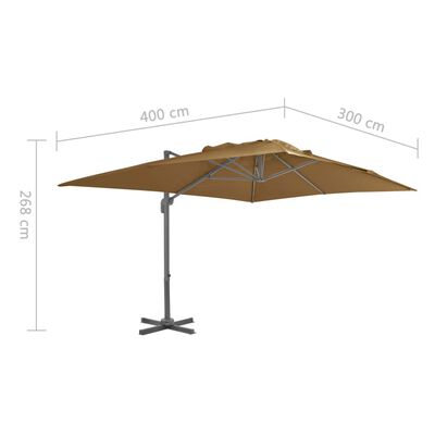 vidaXL Gem. form. saulės skėtis su alium. stulp., taupe sp., 400x300cm