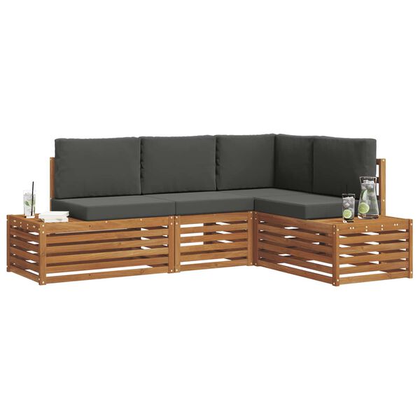vidaXL Lauko sofos komplektas 4 Vienetas Natūralus ir antracitas