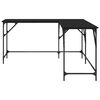 vidaXL Rašomasis stalas, juodas, 149x149x75cm, apdirbta mediena