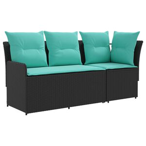 vidaXL Sofa su porankiais su kampine sofa 2 Vienetas Juoda ir turkio