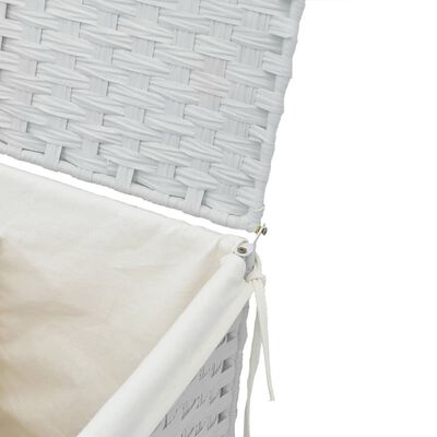 vidaXL Skalbinių krepšys su dangčiu, baltas, 46x33x60 cm, poliratanas