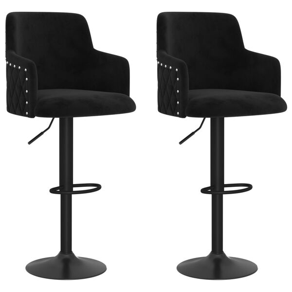 vidaXL Baro taburetės, 2vnt., juodos spalvos, aksomas