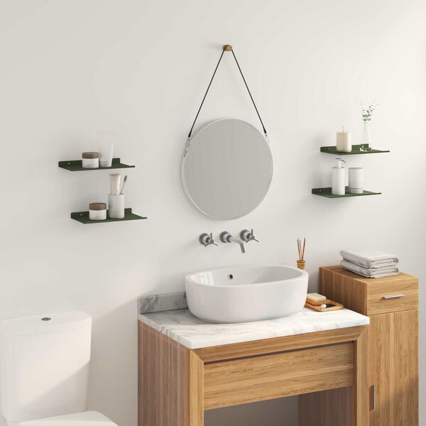 vidaXL Plūduriuojanti lentyna 4 pcs Alyvuogių žalia 30 x 18 x 2,5 cm