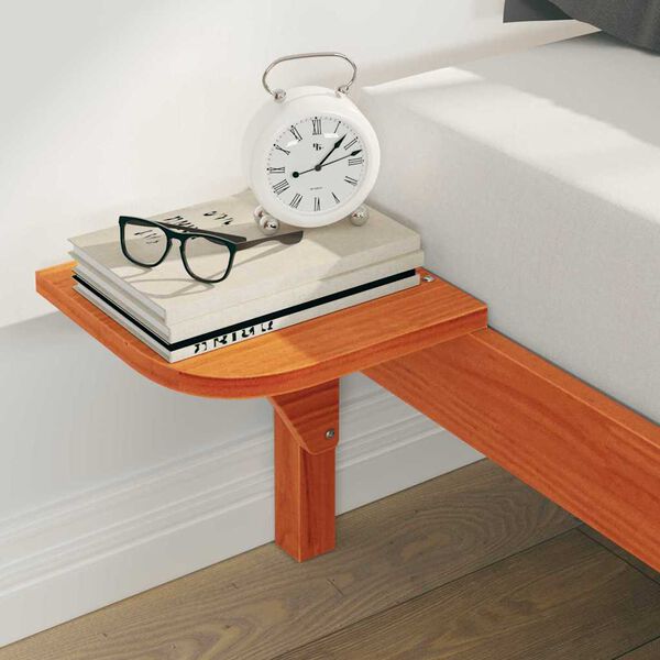 vidaXL Lovos rėmas su &scaron;oninėmis stalelėmis Va&scaron;ko ruda 200 x 210 cm