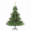 vidaXL Dirbtinis normandi&scaron;kas kėnis su LED/žaisliukais, žalias, 180cm