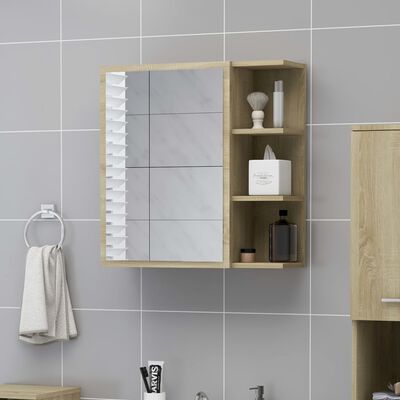 vidaXL Veidrodinė vonios spintelė, ąžuolo, 62,5x20,5x64cm, MDP