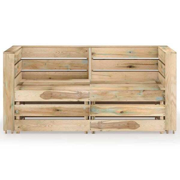 vidaXL Dvivietė sodo sofa, žaliai impregnuota pu&scaron;ies mediena