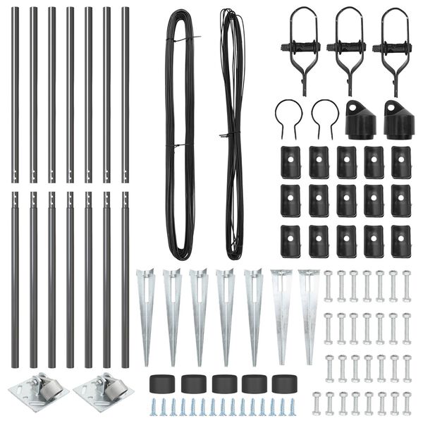 vidaXL Tvorelių stulpai 7 pcs Pilka Ø32mm 170 cm Galvanizuotas plienas