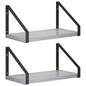 vidaXL Sieninės lentynos 2 vnt. Pilka Sonoma 30 x 16 x 15,5 cm
