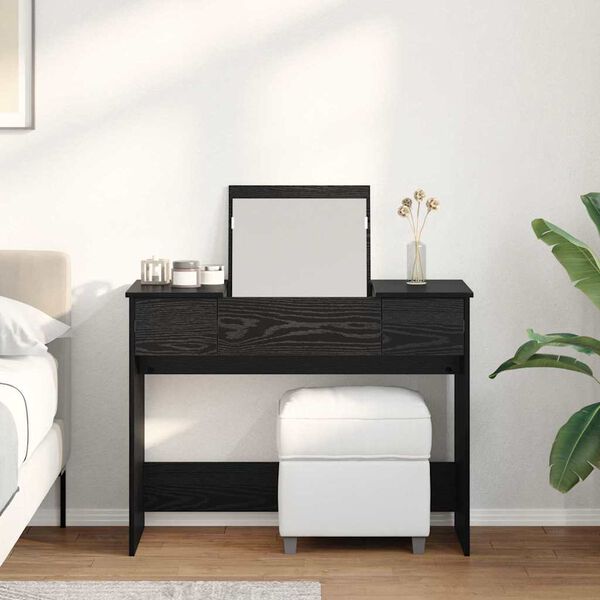 vidaXL Kosmetinis Stalas su stalčių Juodas ąžuolas 100 x 45 x 76 cm