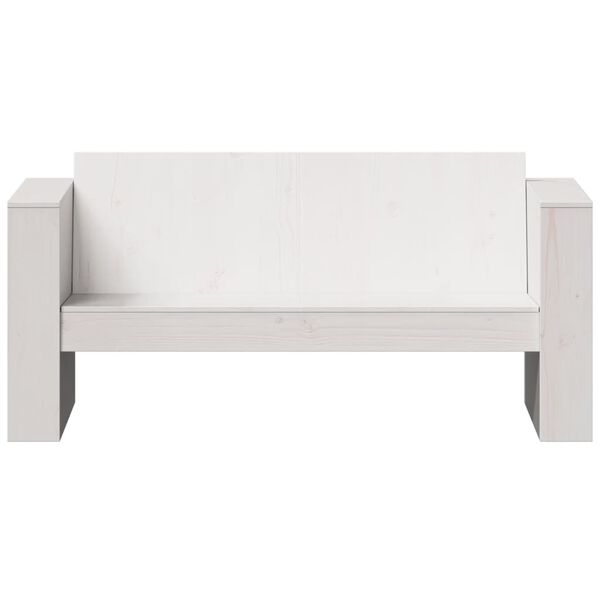 vidaXL Dvivietė sodo sofa, balta, 134x60x62cm, pušies medienos masyvas