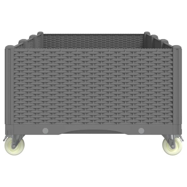 vidaXL Sodo lovelis su ratukais, šviesiai pilkas, 150x80x54cm, PP