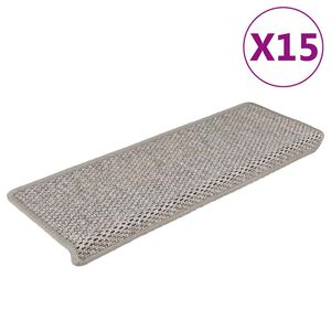 vidaXL Lipnūs laiptų kilimėliai, 15vnt., sidabrinės spalvos, 65x21x4cm
