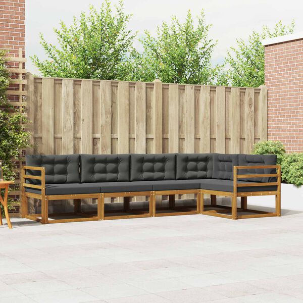 vidaXL Lauko sofos komplektas su pagalve 5 pcs Natūralus ir antracitas