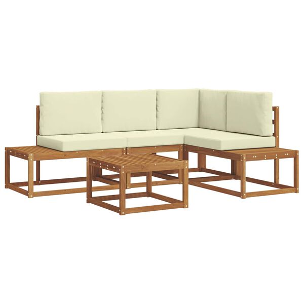 vidaXL Lauko sofos komplektas 5 Vienetas Natūralus ir grietinėlė