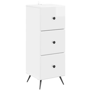 vidaXL Stalčių spintelė Itin blizgi balta 33 x 34,5 x 90 cm