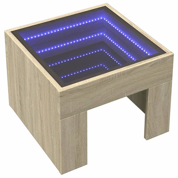 vidaXL Naktinis staliukas su Infinity LED, ąžuolo, 40x40x30cm