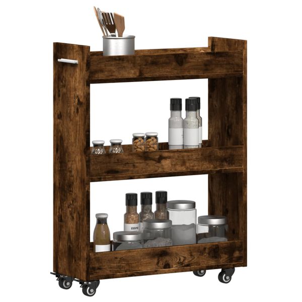 vidaXL Spintelė su ratukais, dūminė, 60x22x79cm, apdirbta mediena