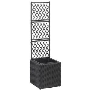 vidaXL Lovelis ir vazonas, juodas, 30x30x107cm, ratanas, auk&scaron;tas