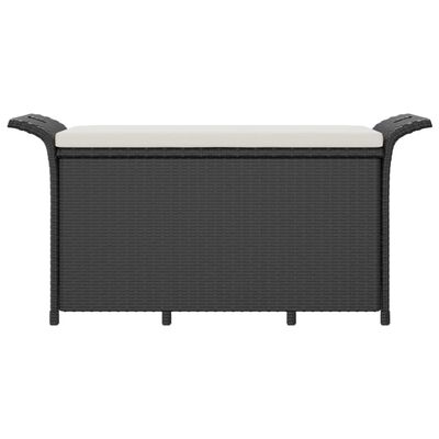 vidaXL Sodo suoliukas su pagalvėle, juodas, 116x46x57cm, poliratanas