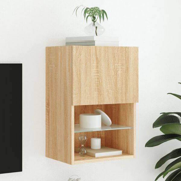 vidaXL TV spintelė su LED lemputėmis, ąžuolo spalvos, 40,5x30x60cm