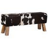 vidaXL suoliukas 110 x 30 x 45 cm Tikra oda Juoda ir Balta