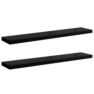 vidaXL Pakabinamos lentynos, 2vnt., juodos, 120x23,5x3,8cm, MDF